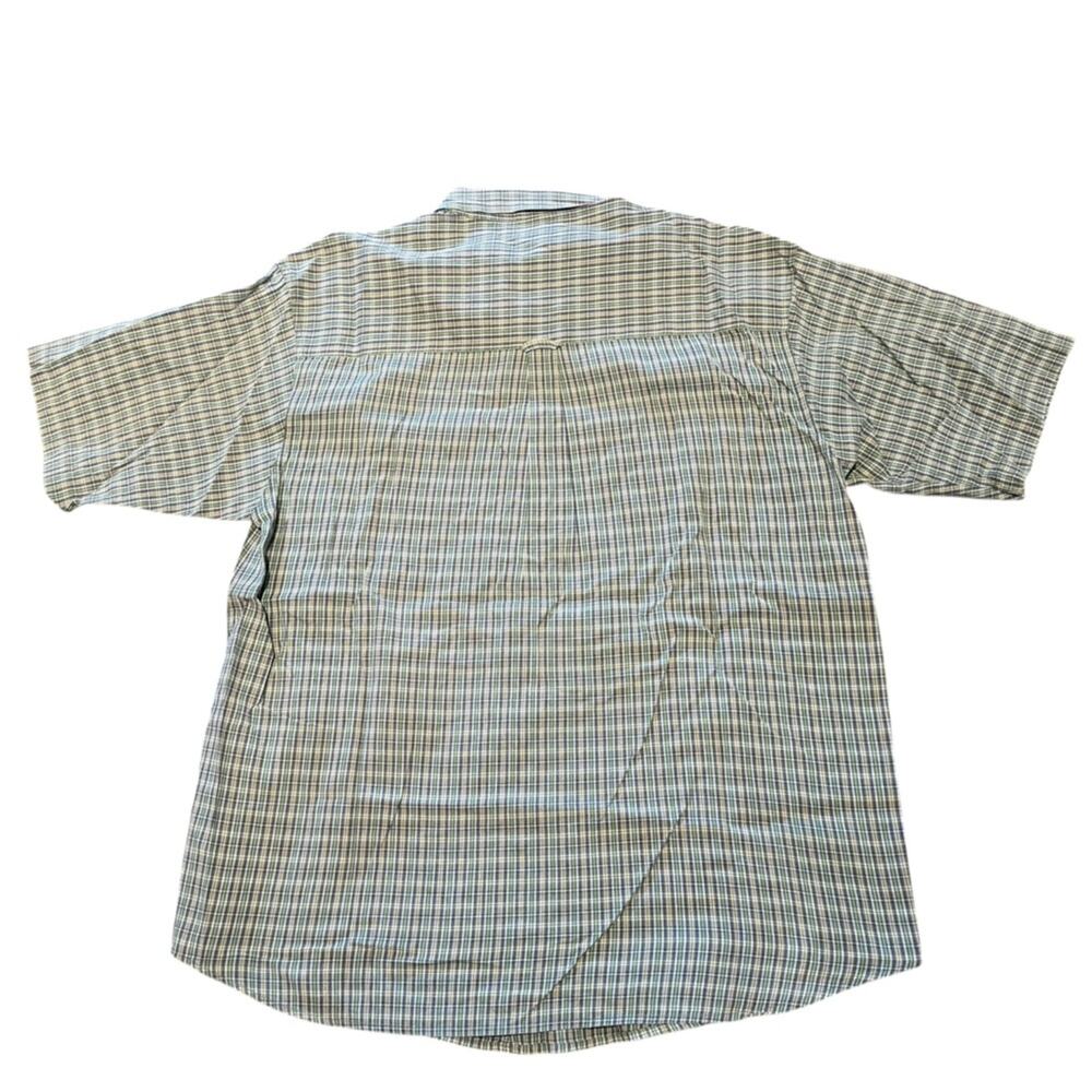 Columbia Men's Large Green and Purple Plaid Short Sleeve Cotton Shirt - Picture 2 of 7